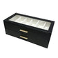 🕶️ 2-Tier Sunglasses Organizer Box with Transparent Glass Top – Display & Store 12 Glasses, PU Leather Eyewear Case with Lock, Dustproof for Home or Shop 🔒✨