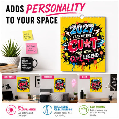 💥Early Bird Sale — 50% OFF🎁2027 Year of the Cunt Wall Calendar – Bold Graffiti Humor Calendar📆🌟