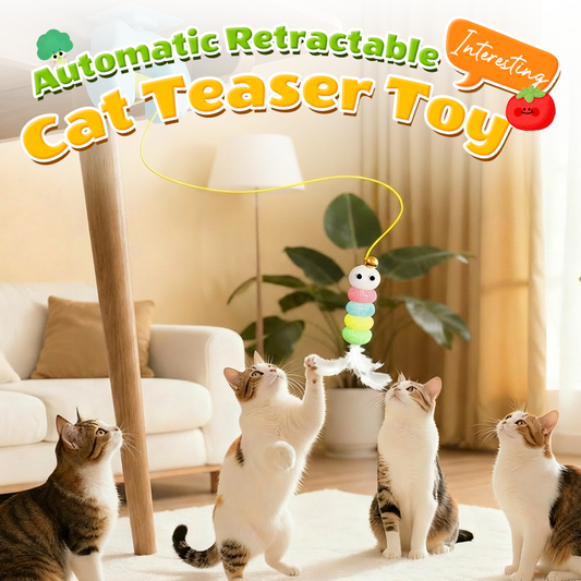 🐱 50% OFF! 🎾 Automatic Retractable Cat Toy – Random IR movement, USB rechargeable & plush – Hands-free entertainment for your feline ✨