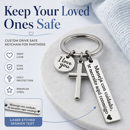🎁 New for 2026: Half price 💥 Stainless steel cross keychain — A blessing for safe driving ❤️🙏