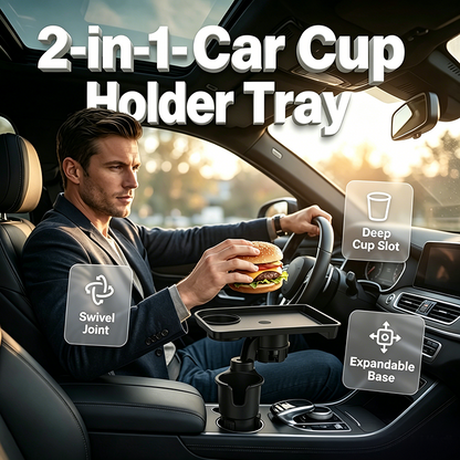 🚗 50% OFF! 🧃 2-in-1 Car Tray with Expandable Cup Holder – Sturdy, Practical & Versatile – Ideal for Snacks, Drinks & Small Items While Traveling 🛣️