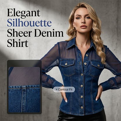 Women's Mesh Patchwork Denim Top