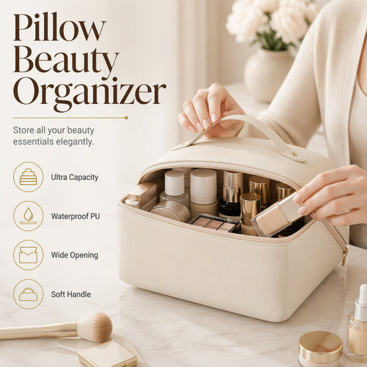 💄 Everything organized in style – spacious makeup bag with a handle for cosmetics, travel, and everyday use.