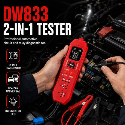 ⚡ DW833 2-in-1 Automotive Circuit & Relay Tester – 12V/24V