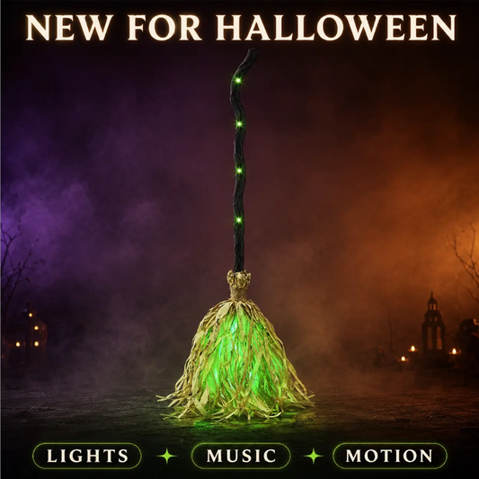 🧹Animated Witch Broom Halloween Decoration with Lights and Sound🧙