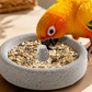 2-in-1 Volcanic Rock Bird Food Bowl & Beak Grinder
