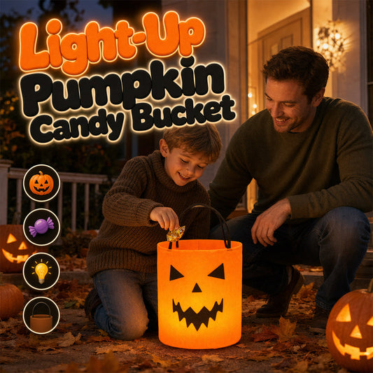 🎃✨ Light-Up Halloween Trick-or-Treat Bags – LED Pumpkin Candy Buckets for Kids