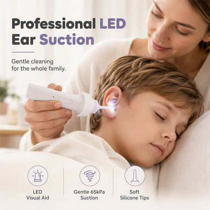 👂 LAST DAY SALE 🔥 50% OFF – Gentle LED Ear Wax Cleaner with Soft Suction, 65KPa Vacuum & Washable Silicone Tips