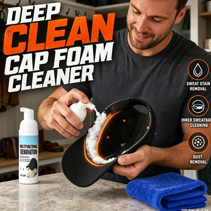 🧢✨ No-Rinse Baseball Cap Cleaner Foam – Quick-Dry Hat Stain & Sweat Cleaner