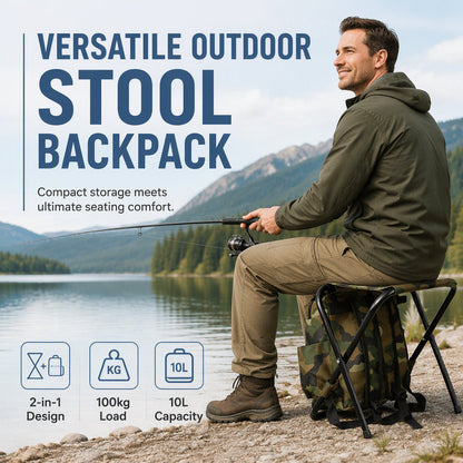 🏕️🎒 2-in-1 Folding Chair Backpack – Portable 10L Camping Stool & Outdoor Seat