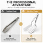 🥩🔥 3-in-1 Stainless Steel Steak Tongs – Serrated Cutting Edge with Spatula & Slotted Grip
