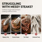 🥩🔥 3-in-1 Stainless Steel Steak Tongs – Serrated Cutting Edge with Spatula & Slotted Grip