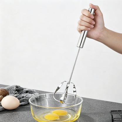 🥚 Easy Press Manual Egg Beater – Stainless Steel Hand Whisk for Eggs, Cream & Baking