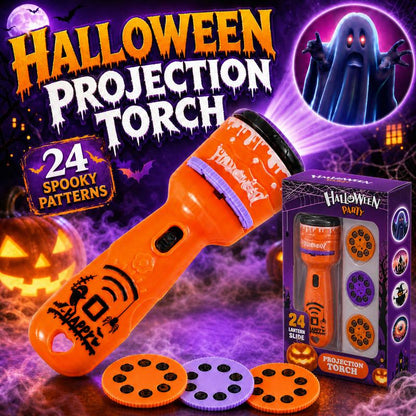 🎄 Kids Christmas Halloween Projection Flashlight Toy – Create Magical Bedtime Stories With 24 Festive Light Slides