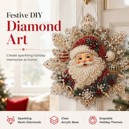 🎄 Christmas Diamond Art Hanging Kit – Sparkling DIY Holiday Ornaments for Door, Window & Wall Decor