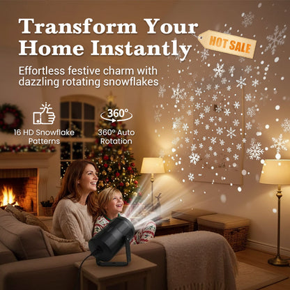 ✨ LED Snowflake Christmas Projector Lamp – 16 Magical Patterns