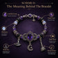 🎃 Gothic Purple Halloween Charm Bracelet – Rhinestone Beads with Witch Hat, Moon & Broom Charms