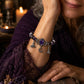 🎃 Gothic Purple Halloween Charm Bracelet – Rhinestone Beads with Witch Hat, Moon & Broom Charms