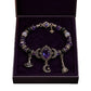 🎃 Gothic Purple Halloween Charm Bracelet – Rhinestone Beads with Witch Hat, Moon & Broom Charms