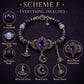 🎃 Gothic Purple Halloween Charm Bracelet – Rhinestone Beads with Witch Hat, Moon & Broom Charms