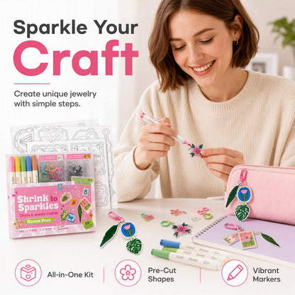 🎨 DIY Shrink Art Craft Kit – 10-Color Markers & Shrink Plastic for Custom Charms, Jewelry & Keychains