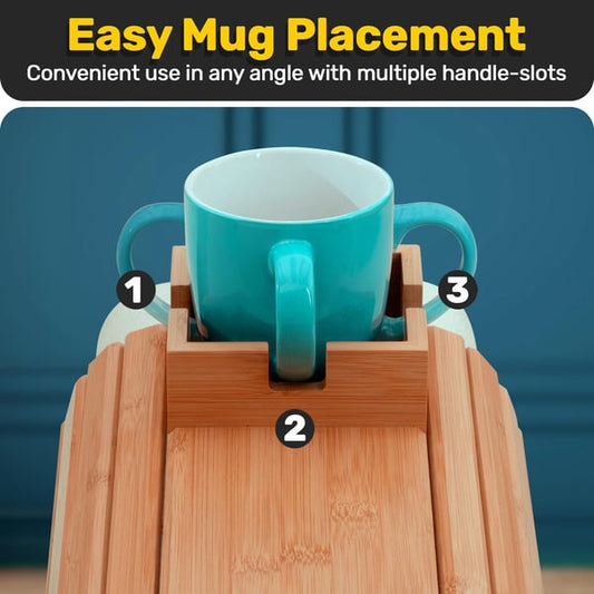 🛋️☕ Bamboo Couch Arm Cup Holder Tray – Sofa Organizer for Drinks, Phone, Remote & Snacks