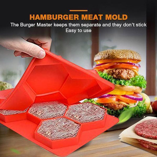 🍔 5-in-1 Silicone Burger Patty Mold – Reusable Hamburger Press & Freezer Tray for Easy Meal Prep