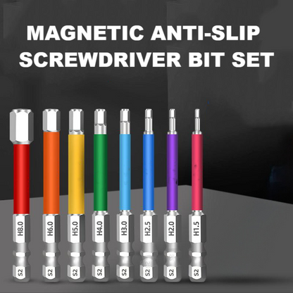 🧲🔩 Magnetic Anti-Slip Screwdriver Bit Set – Color-Coded S2 Steel Driver Bits for Secure Screw Holding