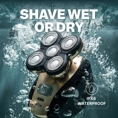 🪒⚡ Men's Multifunctional Electric Head Shaver – Floating Rotary Groomer with LCD Display