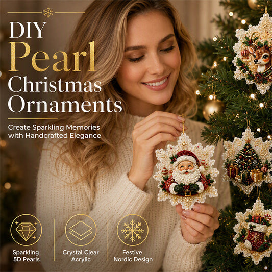 🎄✨ DIY Pearl Christmas Ornament Kit – Sparkling 5D Diamond Painting Hanging Decorations