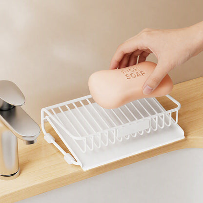 🧼💧 Self-Draining Soap Dish – Slanted Carbon Steel Soap Holder with Removable Drip Tray