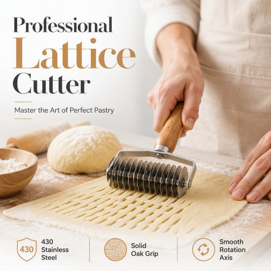 🥧✨ Stainless Steel Lattice Pastry Roller – One-Roll Dough Cutter for Pies, Pastries & Decorative Crusts