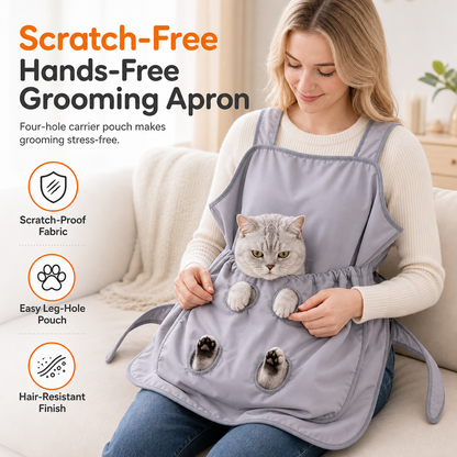 🐱✂️ Hands-Free Cat Grooming Apron – Cuddling Pouch with Leg Openings