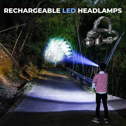 🔦👋 Rechargeable LED Headlamp – Wave Sensor Control & Adjustable Focus