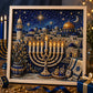 🕎✨ DIY Hanukkah Pearl Art Kit – Shimmering Menorah Art with Wood Frame