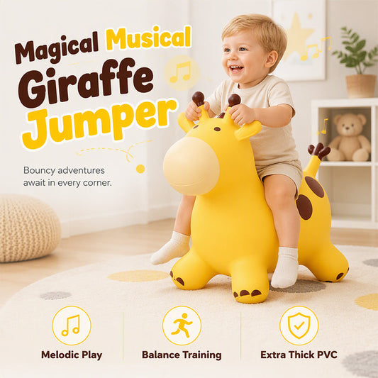 🦒🎵 Musical Giraffe Bouncy Hopper – Inflatable Ride-On Fun for Kids