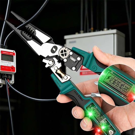 ⚡🔧 8-in-1 Digital Electrician's Pliers – Strip, Cut, Crimp & Test Voltage