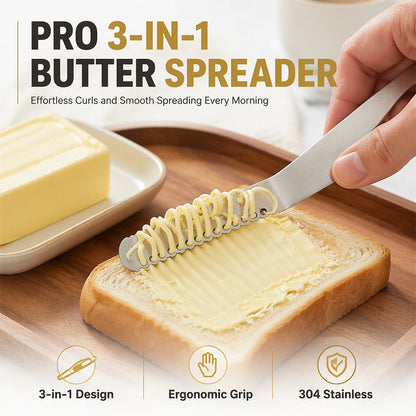 🧈✨ 3-in-1 Stainless Steel Butter Knife – Shred, Cut & Spread with One Tool