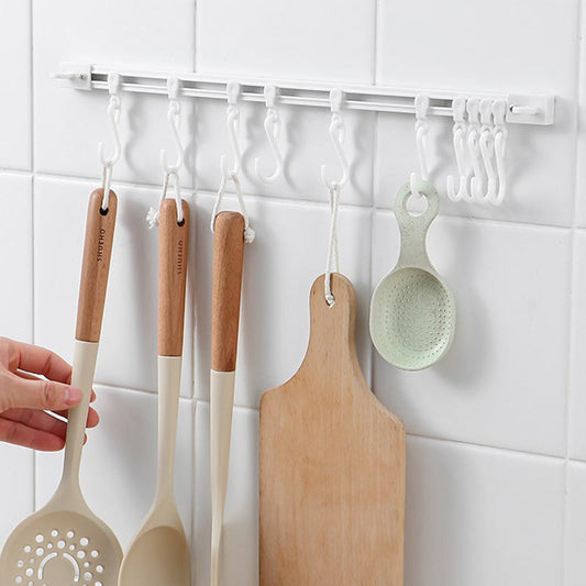 🪝✨ No-Drill Sliding Track Hooks – Adjustable Kitchen & Bathroom Organizer