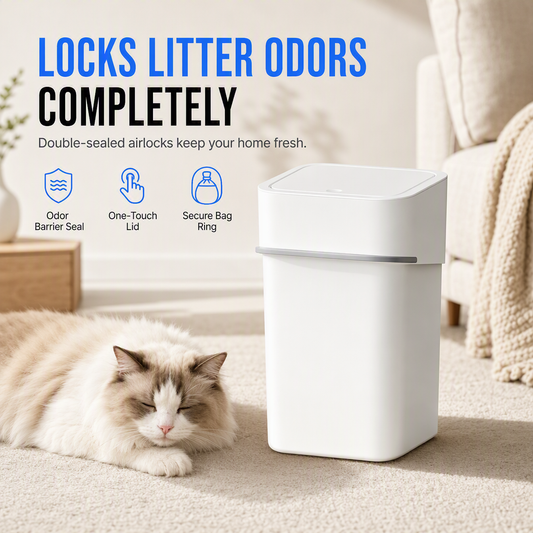 🐱🗑️ Odor-Blocking Cat Litter Waste Bin – Dual-Seal Disposal System