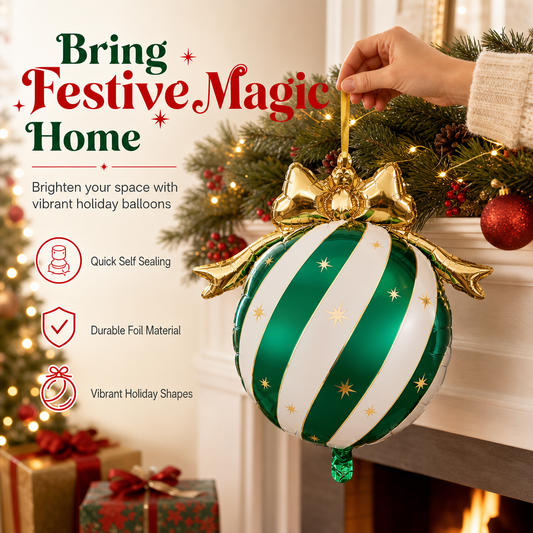 🎄🎈 50-Piece Christmas Bow Balloon Set – Festive Hanging Party Decorations
