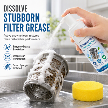 🍽️🧽 Dishwasher Filter Cleaner Kit – Foaming Cleaner with Dual-Sided Scrubber