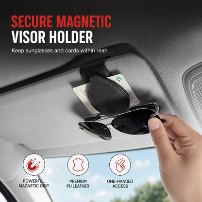 🕶️🚗 Magnetic Car Sunglasses Holder – Visor Clip with Card & Ticket Storage