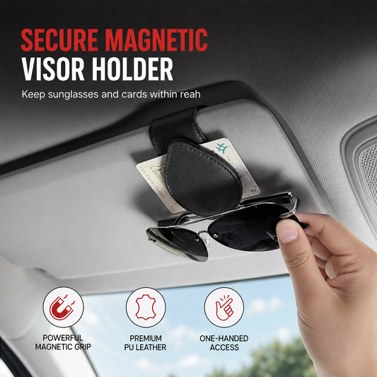 🕶️🚗 Magnetic Car Sunglasses Holder – Visor Clip with Card & Ticket Storage
