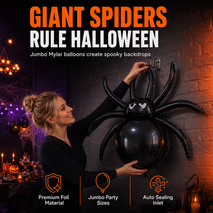 🕷️🎃 Giant Halloween Spider Balloon – 30"+ Spooky Party & Photo Decor