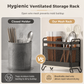 🍴✨ Wall-Mounted Utensil Holder – Ventilated Storage with Removable Drip Tray
