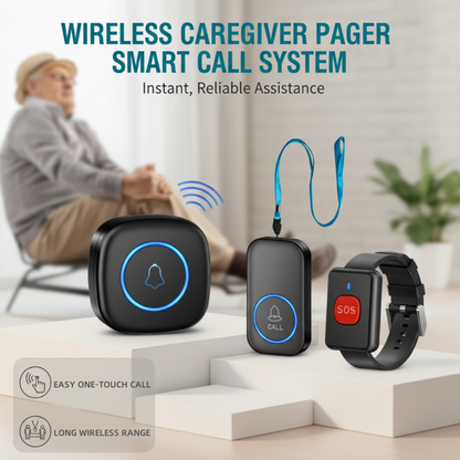 🔔 Wireless Caregiver Call Button System – One-Touch Alert & 300m Range