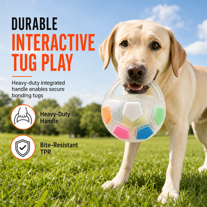 ⚽🐕 Interactive Dog Soccer Ball – Grab Tabs for Tug & Fetch Play