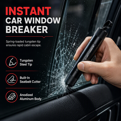 🚗🔨 2-in-1 Car Emergency Escape Tool – Window Breaker & Seatbelt Cutter