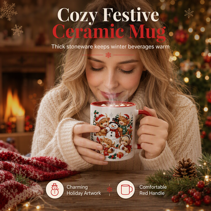 ☃️ Festive Snowman Ceramic Mug – Cozy Christmas Coffee & Hot Cocoa Cup